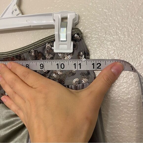 Glamour solo dance costume custom silver gray 2 piece maxi skirt crop top XLC - Picture 12 of 15